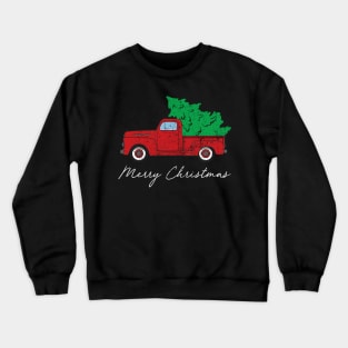 Merry Christmas Retro Vintage Red Truck Crewneck Sweatshirt